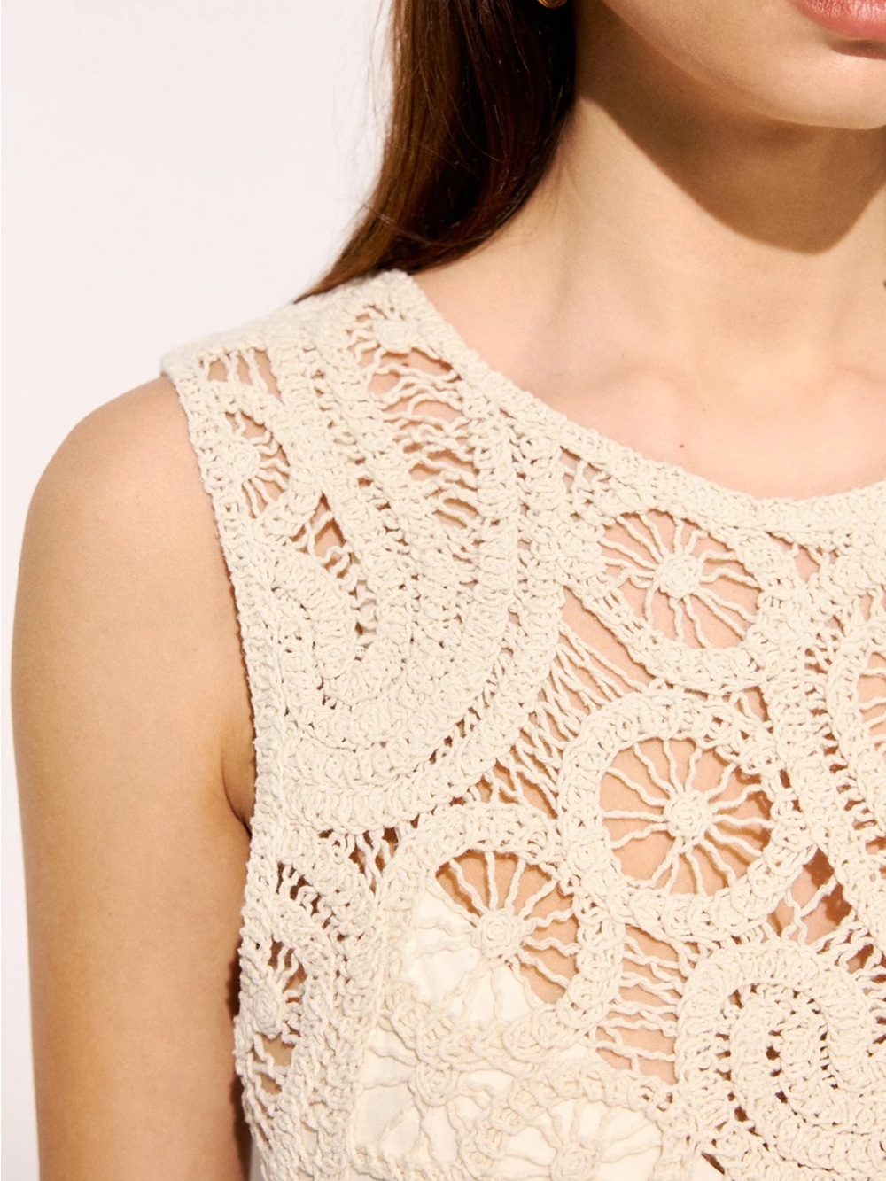 Commense Women’s Cream Crochet Tip & Skirt Set Medium NWT - Picture 6 of 9